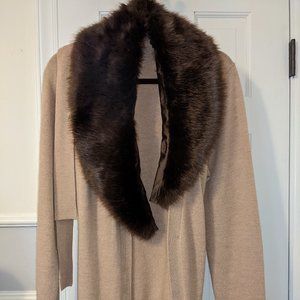 Talbots pure merino wool sweater with removable faux fur collar